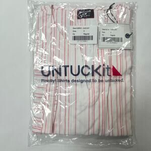 UNTUCKit Womens Durfort Tunic Blouse Pink White Striped 3/4 Sleeve Size 2 NWT